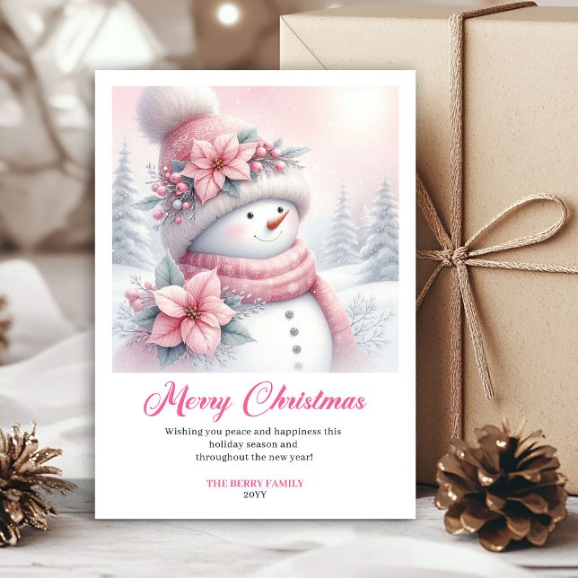  mysig Rosa Snömannen Barn Nedladdning Julhälsning Julkort (Cozy Pink Snowman Kids Download Christmas Greeting Card

)
