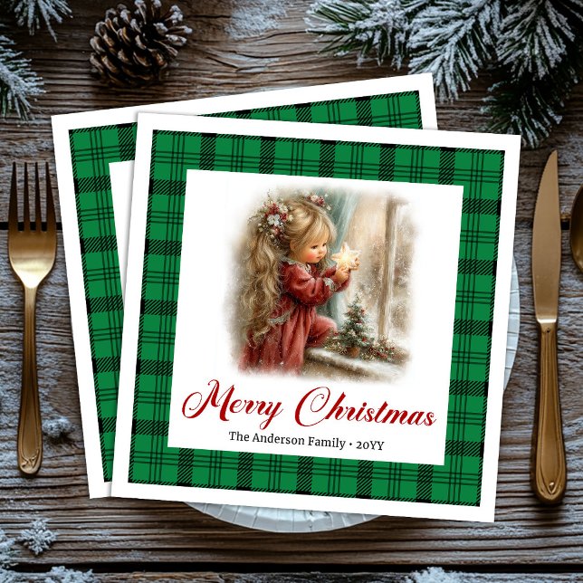 mysig rustic middagsstund julscen servetter (Cozy Rustic Dinner Moment Christmas Scene Napkins)