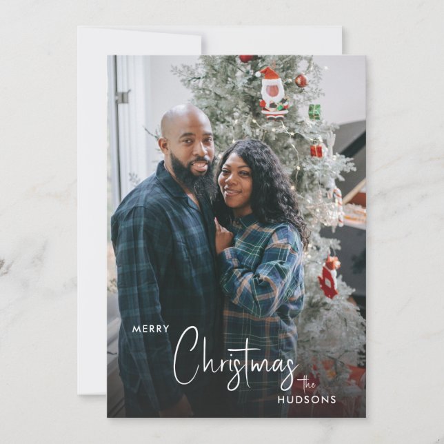  mysig rutmönstrad God Jul Holiday Fotografi Julkort (Framsida)