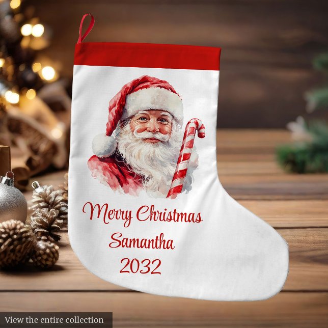  mysig Santa Klaus Minimalistisk Skript Font Strum Stor Julstrumpa (Cozy Santa Claus Minimalist Script Font Stocking)