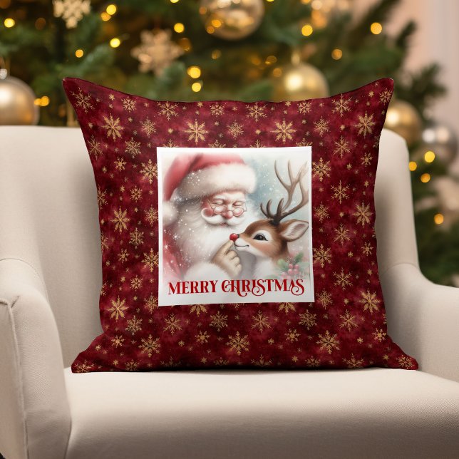  mysig Santa och Rudolf julkudde hem inredning Kudde (Cozy Santa and Rudolph Christmas Pillow Home Decor

)