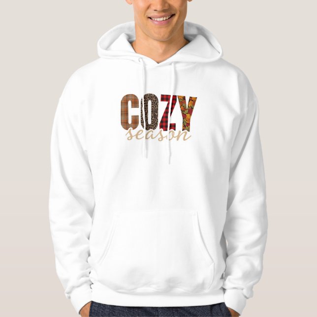  mysig säsong rutar leopard höststämning hoodie (Framsida)