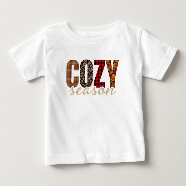  mysig säsong rutar leopard höststämning t shirt (Framsida)