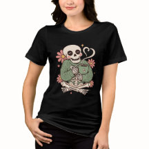 mysig skelett kaffe t-shirt | Rolig Halloween