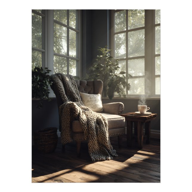 mysig solbelyst fåtöljhörna fototryck (Framsidan)