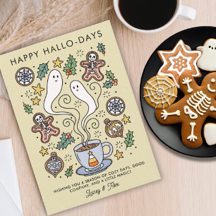 mysig Söt Halloween Jul Kuslig Julkort