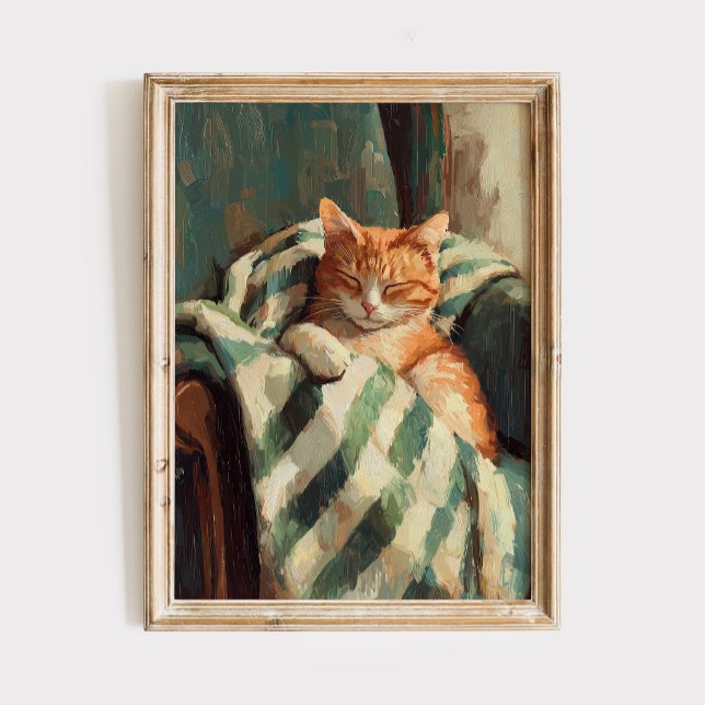  Mysig sovande gingerkatt oljemålning Poster (Skapare uppladdad)