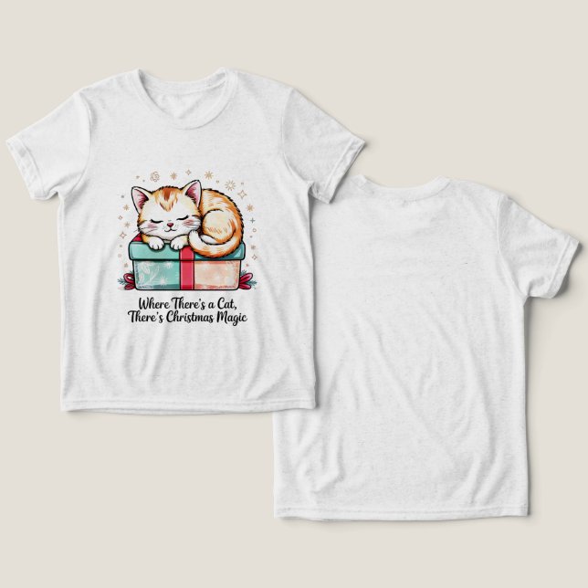  mysig sovande kattunge - Julpresent till kattälsk T Shirt (Design fram och bak)