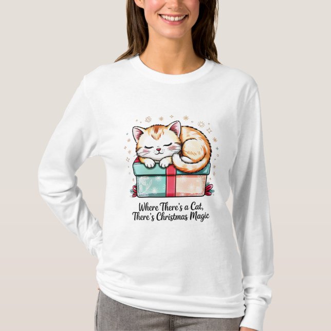  mysig sovande kattunge - Vinterpresent till kattä T Shirt (Framsida)