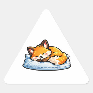 Mysig sovande räv på kudde Söt Kawaii Räv Triang Triangelformat Klistermärke