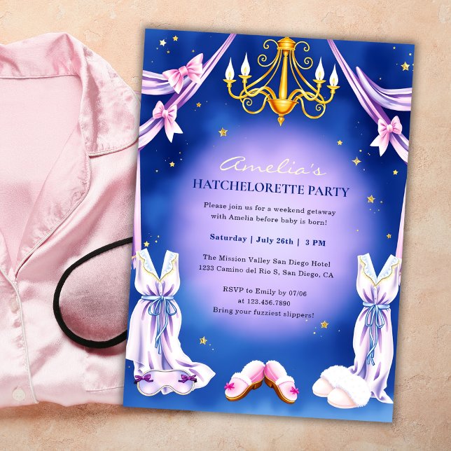 mysig Spa & Glam Tema Sjungbrudsfest Inbjudningar (Personalized Hatchelorette Party Invitation – Cozy Spa & Glam Theme)