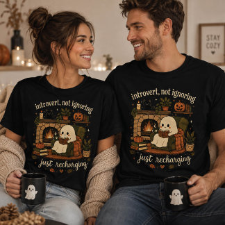mysig spökbokläsande Halloween T-shirt