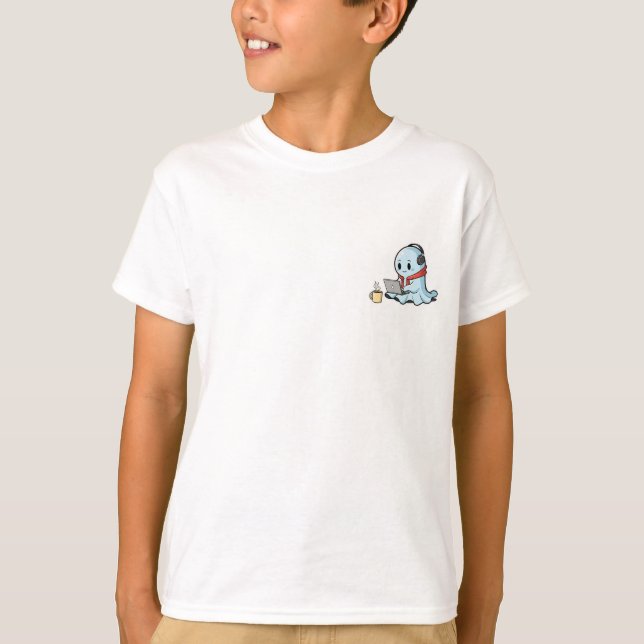  Mysig spökdator för barn T Shirt (Framsida)