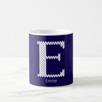 mysig stickad alfabetbokstav E Kaffemugg
