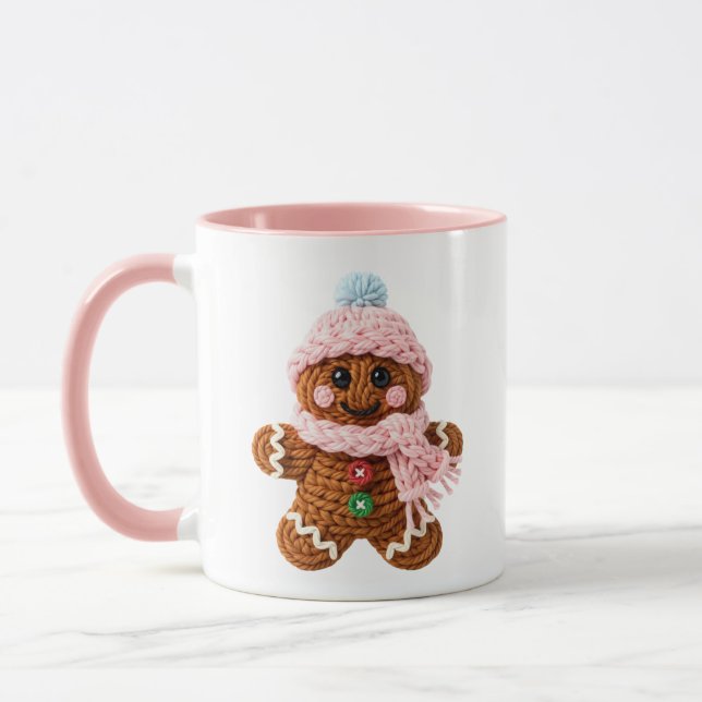  mysig stickad Gingerbread Vinter Karaktär Mugg (Vänster)