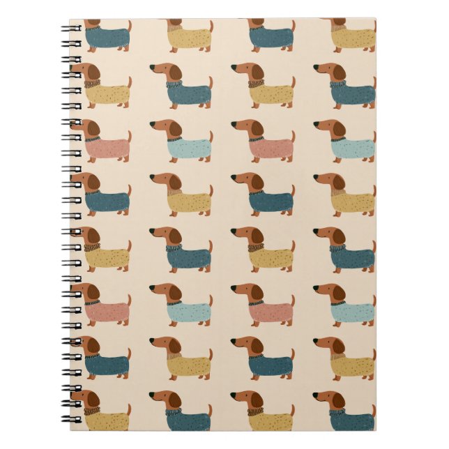  mysig stickad mönster för dachshund anteckningsbok (Framsidan)