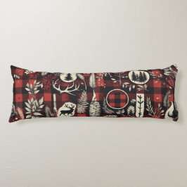 mysig stugkomfort – röd och svart Buffalo-rutigt m Kroppskudde