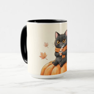 mysig svart katt Kawaii Pumpkin Spice Latte Mugg