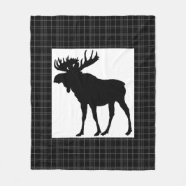 Mysig svart rutig älgdesignfilt av fleece