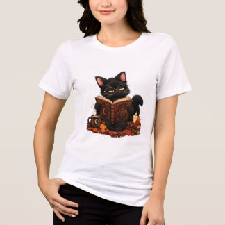 Mysig Svart Trollkattshäxa som Läsar i en Spellbo T Shirt