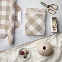  mysig Tan Cräm Trälinjär Rutigt Mönster Presentpapper