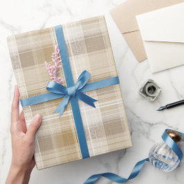  mysig Tan Cräm Trälinjär Rutigt Mönster Presentpapper