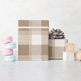  mysig tan krämfärgad linneplaid-mönster presentpapper