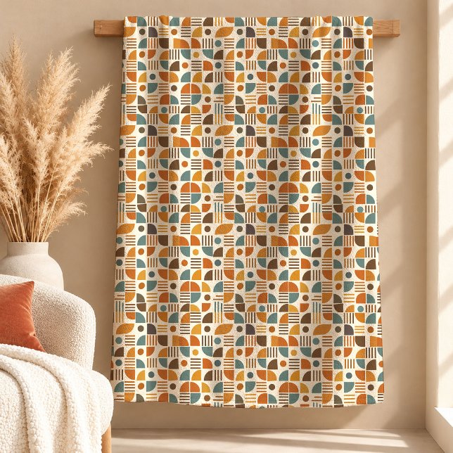  mysig terrakotta-sage-formad kastfilt-design fleecefilt (Cozy Terracotta Sage Shapes Throw Blanket Design)