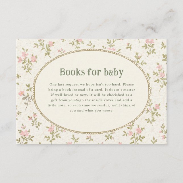  mysig trädgårdsblommig baby shower-böcker för beb tilläggskort (Framsida)
