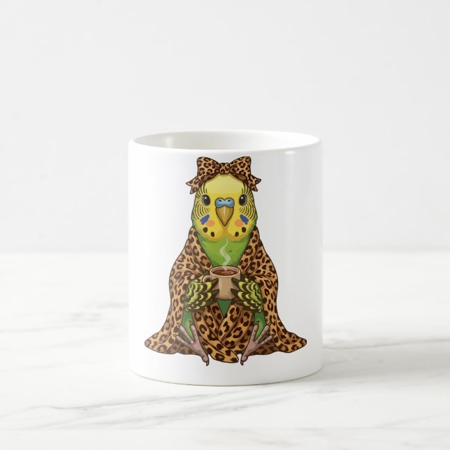  Mysig undulat i leopardtryckt filt kaffe Kaffemugg (Center)