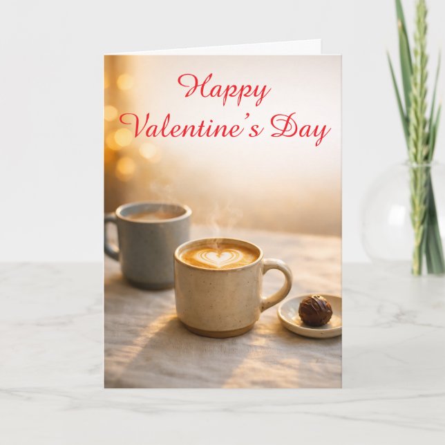  mysig Valentine Day Latte-hjärta  Kort (Framsida)