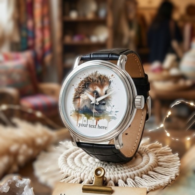  Mysig varelse: Igelkott i akvarell, anpassningsba Armbandsur (Skapare uppladdad)