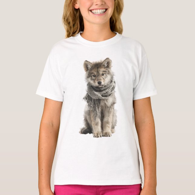  mysig vargvalp barn scarf t shirt (Framsida)