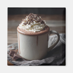 mysig varm choklad med vispad kräm Foto Magnet