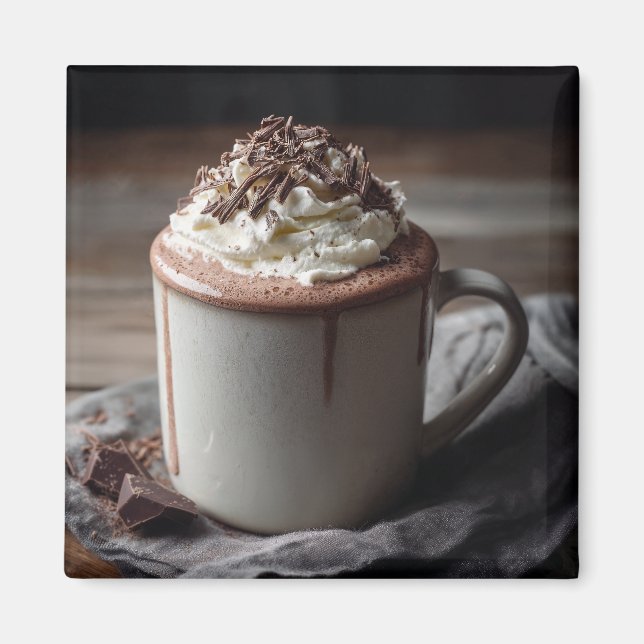  mysig varm choklad med vispad kräm Foto Magnet (Framsidan)