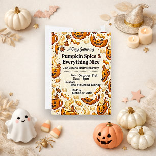 mysig varmt brun Pumpkin Spice Halloween Inbjudningar