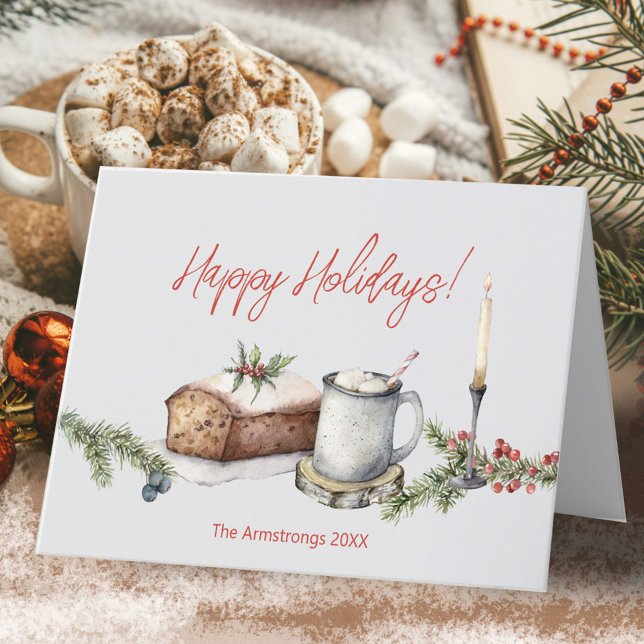 mysig vattendrag gourmet fruktkaka ljus helgkort (Cozy Gourmet Fruitcake Candle Christmas Holiday Card ©Susanne Sachers - Sunny Mind Design 🌞)
