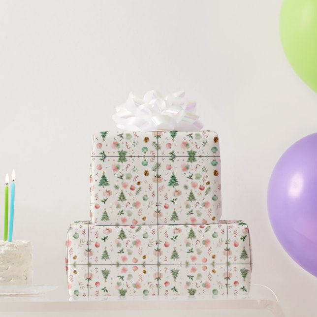  mysig vattenfärg jul elements sömlöst mönster presentpapper (Festgåvor)