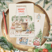 mysig vattenfärg möss vintage jul