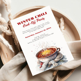  mysig vattenfärg vinter-chilifest party inbjudningar