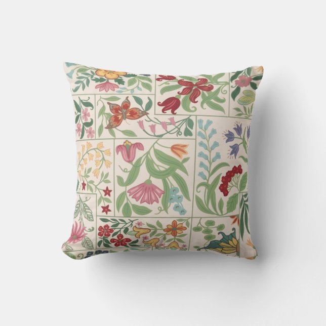  mysig Vintage Vildblommamönster Anpassad Kudde (Framsida)