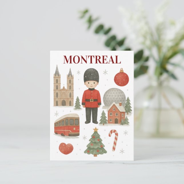  mysig vinter i Montreal jul akvarell  Helg Vykort (Stående Fram)