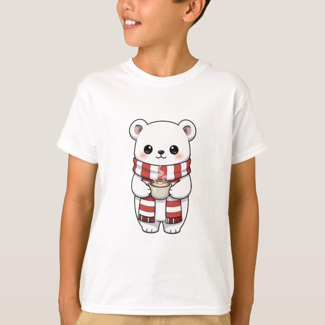  mysig vinter isbjörn kakao barn t shirt (Framsida)