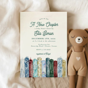 mysig vinter ny kapitel bok baby shower inbjudningar