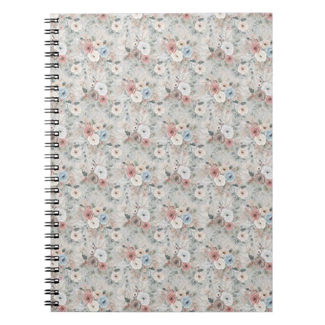  mysig vinterblommig mönster anteckningsbok (Framsidan)