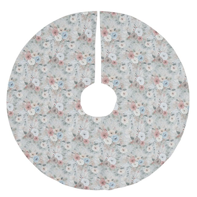  mysig vinterblommig mönster julgransmatta borstad polyester (Framsidan)