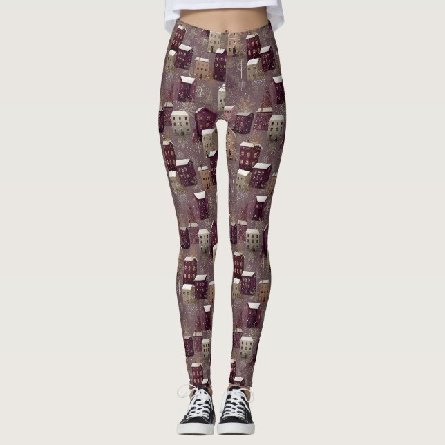  mysig vinterby mönster (1) leggings (Framsida)