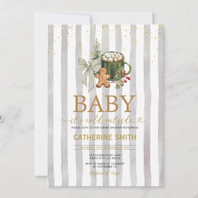  mysig vinterkakao baby shower inbjudningar (Framsida)