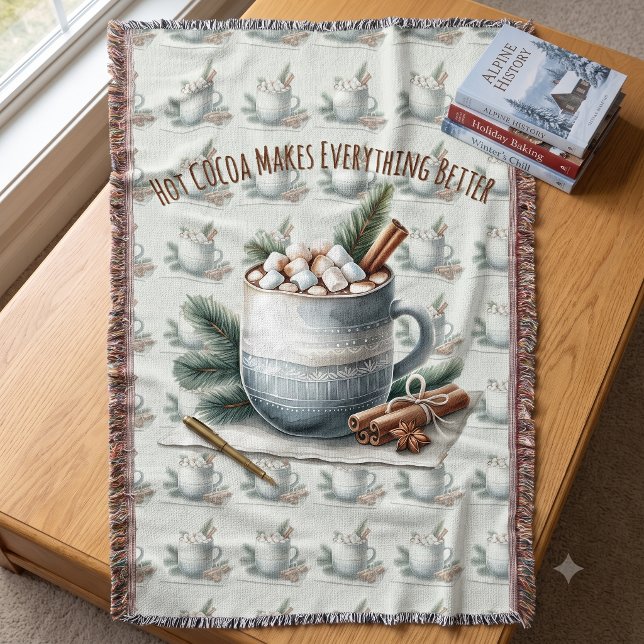  mysig vinterkakao-marshmallowscen filt (Cozy Winter Cocoa Marshmallow Scene Throw Blanket)