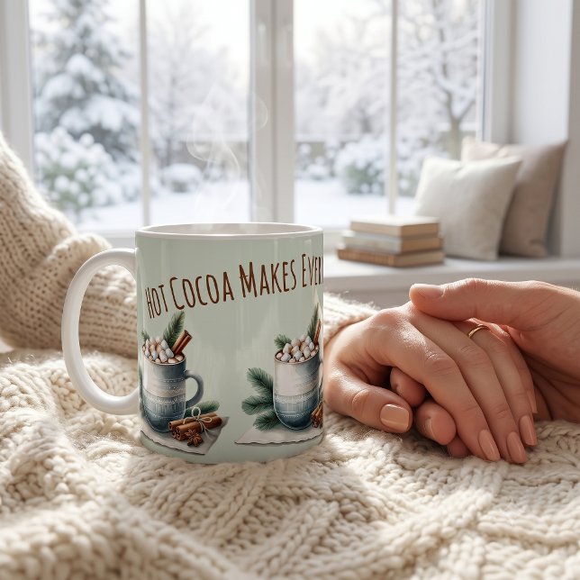  mysig vinterkakao-marshmallowscen kaffemugg (Cozy Winter Cocoa Marshmallow Scene Coffee Mug)